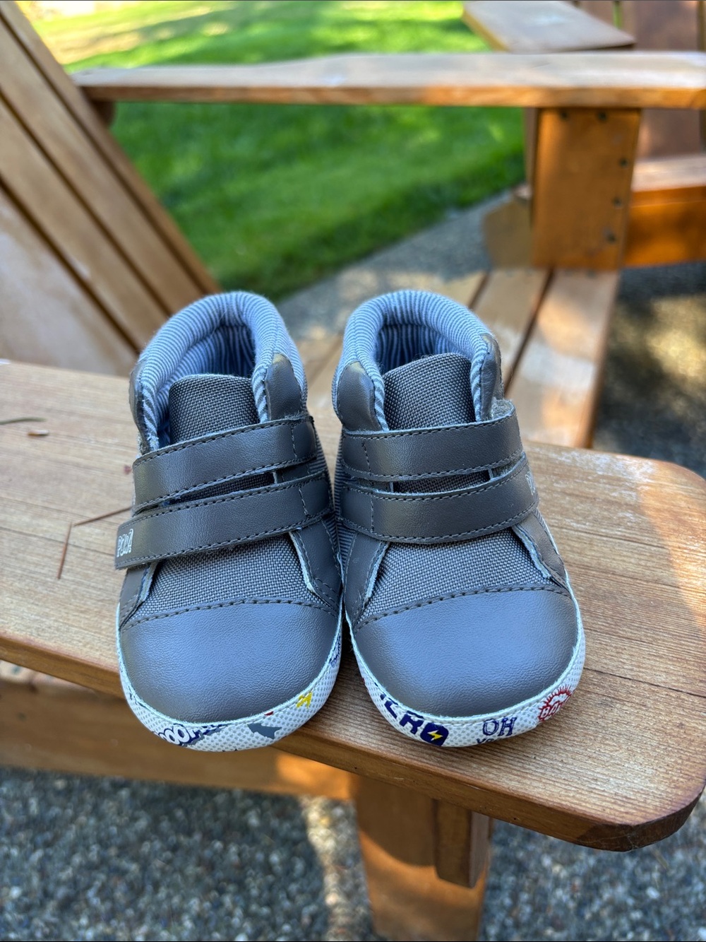Rosie Pope Gray Kids Sneakers with Printed Trim